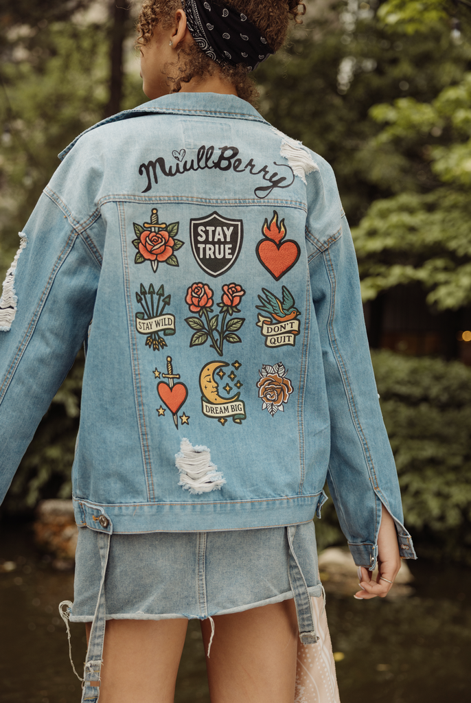 💥 Muullberry Rebel Denim Jacket – Signature Patch Edition
