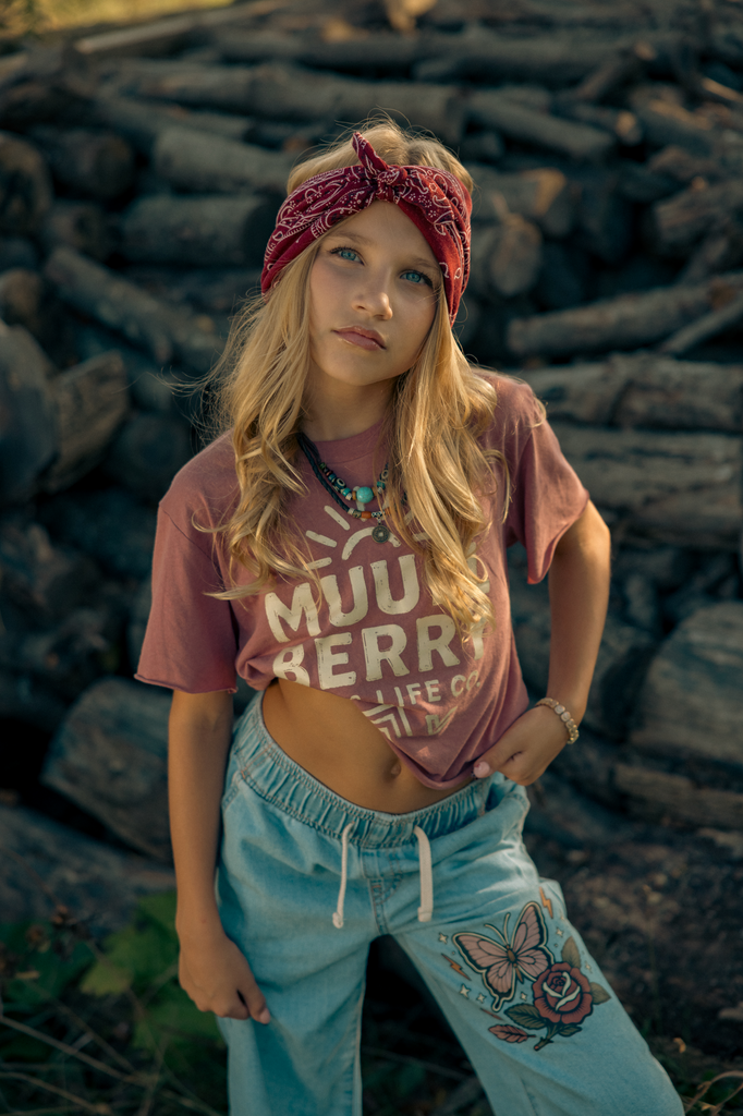🦋 Muullberry Cotton Denim Pants – Butterfly Edition