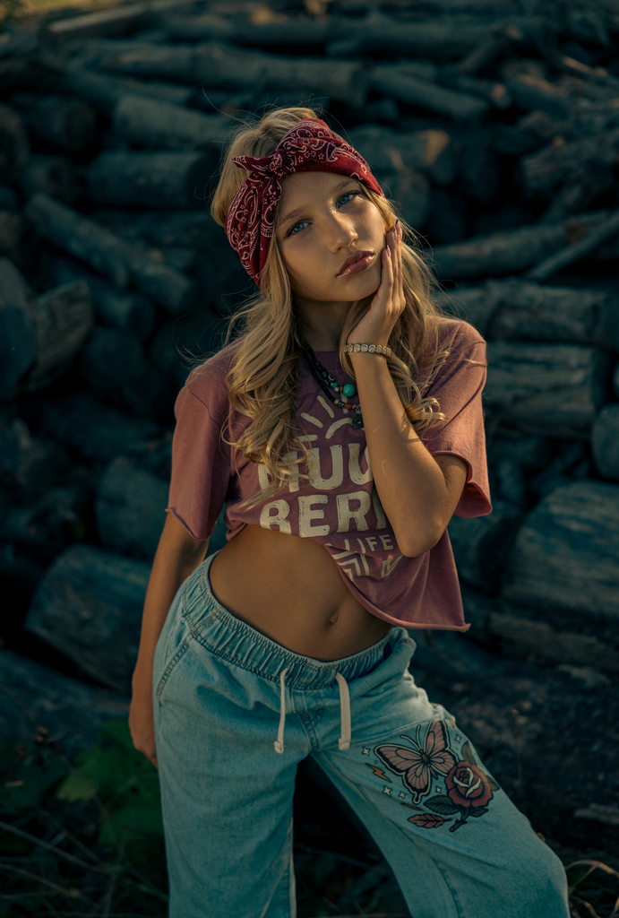Heather Mauve Muullberry Crop Tee
