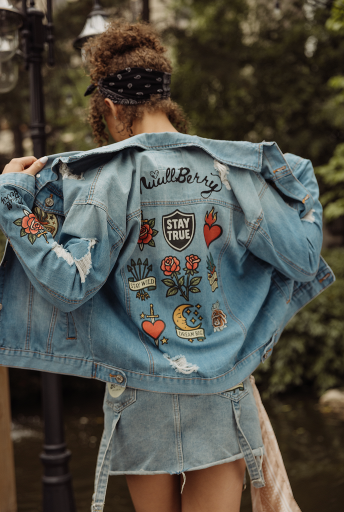 💥 Muullberry Rebel Denim Jacket – Signature Patch Edition